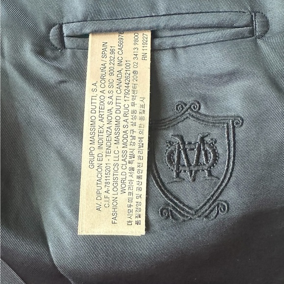 Massimo Dutti Women’s Extra Fine Wool Two Button Navy Blazer Size 46/ US 10 - Picture 6 of 10